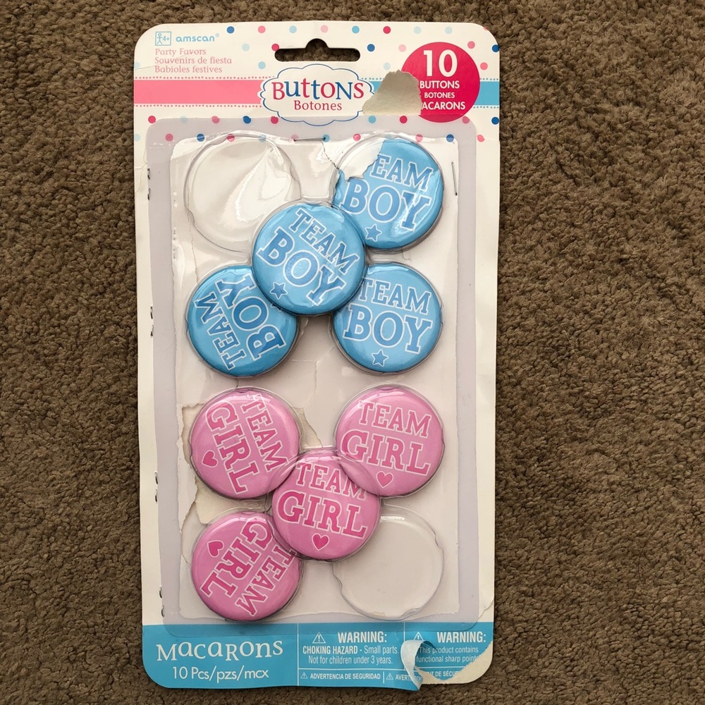 Gender Reveal Team Boy Team Girl Buttons